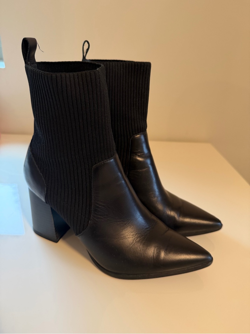 Women's Blondo Black Pointed-Toe Sock Ankle Boots -waterproof